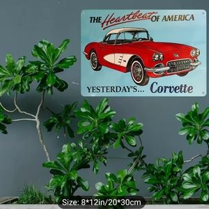 New Heartbeat of America Corvette Metal Sign 8x12
